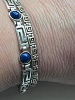 Zilveren armband 2x Griekse Meander met Lapis Lazuli, Ophalen of Verzenden, Zo goed als nieuw, Zilver
