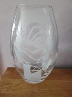 Vintage glazen vaas met roosmotief Cristal d'Arques Paris, Ophalen of Verzenden
