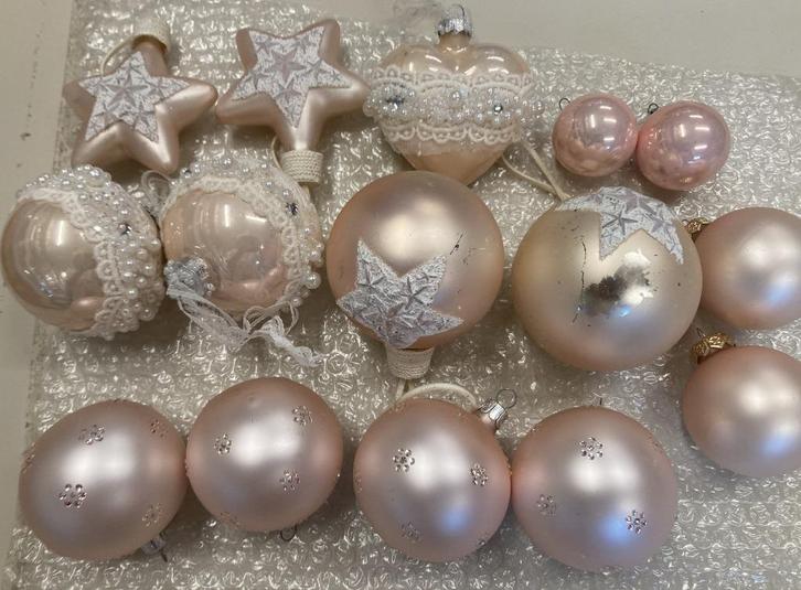 Babyroze Kerstballenset   (5), Diversen, Kerst, Zo goed als nieuw, Ophalen of Verzenden