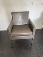 Zes leren eetkamer stoelen met zwenkwieltjes., Huis en Inrichting, Fauteuils, Ophalen, Gebruikt, Leer