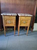 antiek eiken set nachtkastjes met marmer blad 395,00, Huis en Inrichting, Ophalen, Zo goed als nieuw, 45 tot 65 cm, 70 cm of meer