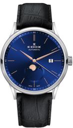 Edox Les Vauberts Moonphase Automaat, Overige merken, Leer, Staal, Polshorloge