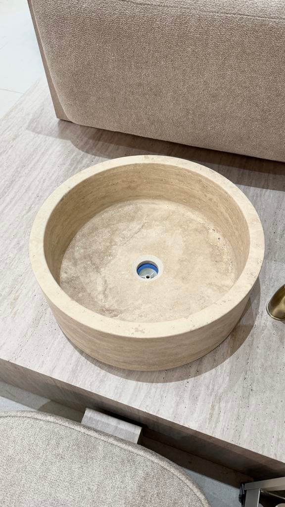Waskom - Origineel Travertijn, Huis en Inrichting, Badkamer | Badkamermeubels, Ophalen, Nieuw, 50 tot 100 cm, Minder dan 100 cm
