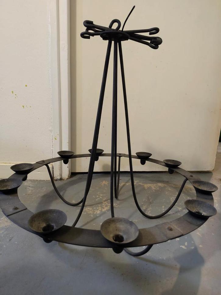 Zwarte Ikea kandelaar voor 10 kaarsen, Huis en Inrichting, Lampen | Kroonluchters, Gebruikt, Metaal, Ophalen