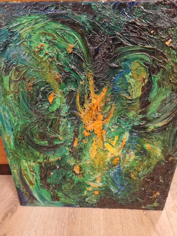 Abstract Groen Schilderij, Antiek en Kunst, Kunst | Schilderijen | Klassiek, Ophalen of Verzenden