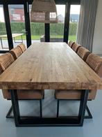 Robuuste Houten Eettafel – 280cm – Zwart stalen poten - Luxe, Huis en Inrichting, Tafels | Eettafels, Ophalen, Modern, Industrieel, Landelijk
