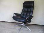 NIEUWSTAAT Stressless London High Back zwart leder chroom, Ophalen of Verzenden, Zo goed als nieuw, Metaal, Minder dan 50 cm