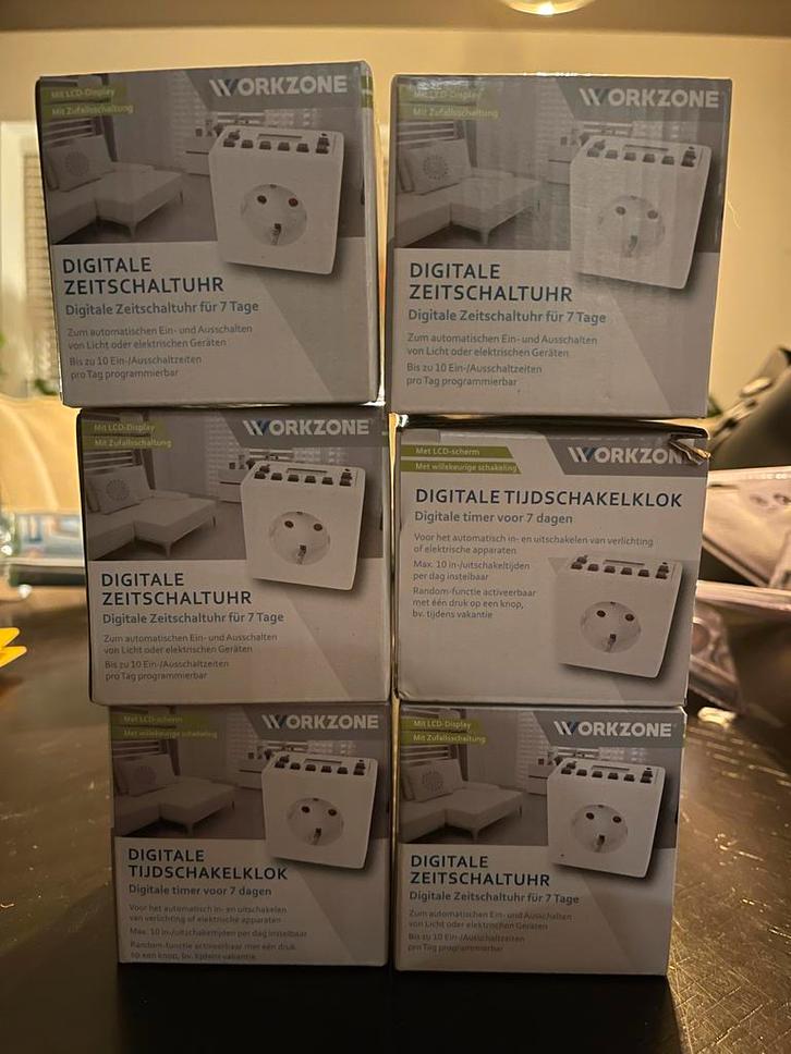 6x Workzone Digitale Tijdschakelklok 7 Dagen, Doe-het-zelf en Verbouw, Alarmsystemen, Nieuw, Overige typen, Overige soorten, Ophalen
