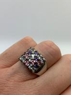 V833 Prachtige zilveren gekleurde zirkonen ring maat 17, Ophalen of Verzenden, X, Dame, Zilver