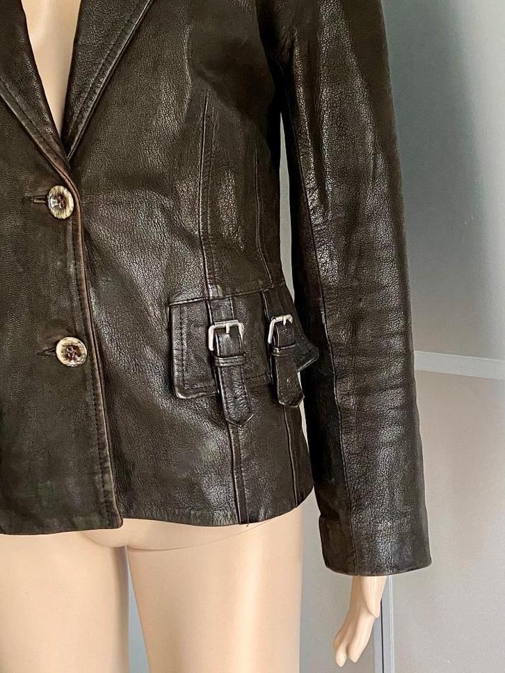 i603 Echt-leren jasje mt. 40=M blazer colbert jas bruin leer, Kleding | Dames, Jasjes, Kostuums en Pakken, Zo goed als nieuw, Jasje