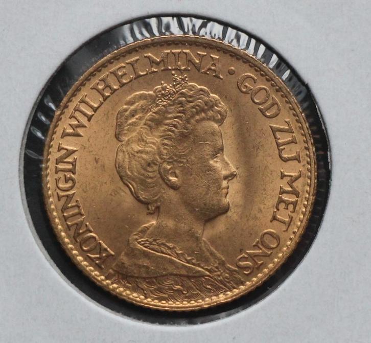 Erg mooi gouden tientje 1917 - 10 gulden 1917 Wilhelmina, Postzegels en Munten, Munten | Nederland, Losse munt, 10 gulden, Koningin Wilhelmina