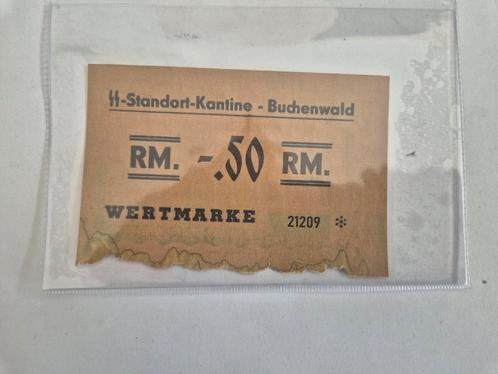 Wertmarke SS-kantine Buchenwald 0.50 RM uit erfenis, Verzamelen, Militaria | Tweede Wereldoorlog, Landmacht, Duitsland, Ophalen of Verzenden