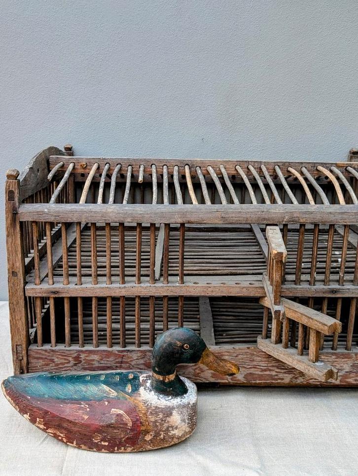 oude houten kooi, transportkooi., Antiek en Kunst, Curiosa en Brocante, Ophalen