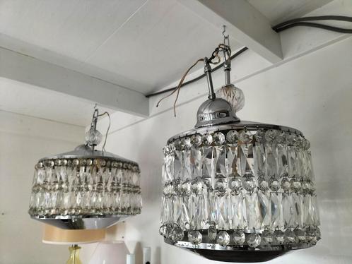 2 x antieke kristallen kroonluchters jaren 50, Huis en Inrichting, Lampen | Kroonluchters, Gebruikt, Ophalen of Verzenden