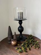 Grote metalen kandelaar inclusief glas., Huis en Inrichting, Ophalen, 50 tot 75 cm, Zwart, Zo goed als nieuw