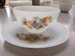 Vintage Arcopal France met Fruitmotief, Gebruikt, Ophalen of Verzenden, Glas, Bord(en)