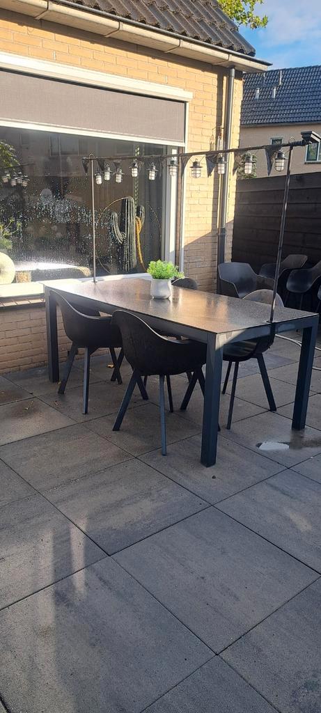 Tuinset met tafel en 4 stoelen antraciet/zwart, Tuin en Terras, Tuinsets en Loungesets, Gebruikt, Tuinset, Aluminium, 4 zitplaatsen