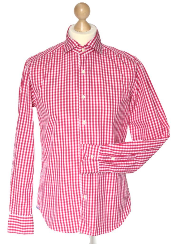 Xacus overhemd, geruit shirt roze/wit, Mt. 38 / S, Kleding | Heren, Overhemden, Zo goed als nieuw, Halswijdte 38 (S) of kleiner
