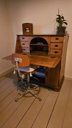 Antiek oud grenen bureau met klep, Huis en Inrichting, Kasten | Dressoirs, Ophalen, Gebruikt, 100 tot 150 cm