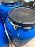 Blauw kunststof vat met draaideksel – 220 liter, Tuin en Terras, Regentonnen, 150 liter of meer, Ophalen, Zo goed als nieuw, Kunststof