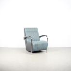 1x  Leolux Scylla Hoog Turquoise/Grijs Stof + Grijs Leer, Niet ingevuld, Niet ingevuld, 75 tot 100 cm, Ophalen of Verzenden