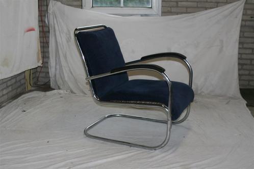Jaren '50 Vintage Paul Schuitema D3 Fauteuil Blauw Corduroy, Huis en Inrichting, Fauteuils, Zo goed als nieuw, Metaal, Stof, 50 tot 75 cm