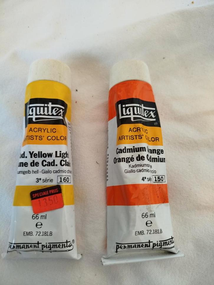 Liquitex Acrylverf - Cadmium Yellow Light & Orange, Hobby en Vrije tijd, Schilderen, Gebruikt, Acrylverf, Ophalen of Verzenden