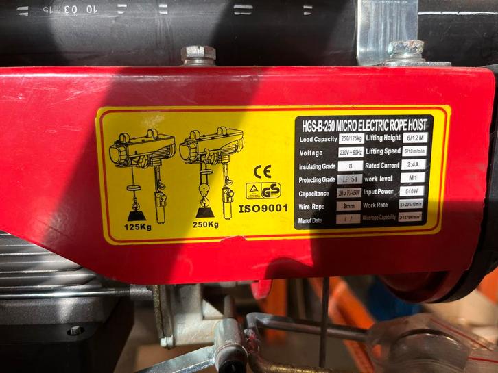 HGS-B-250 micro elektrische takel, Doe-het-zelf en Verbouw, Lieren en Takels, Nieuw, Elektrisch, Ophalen