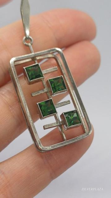 Zilveren Hanger 925 Smaragd Groen beschikbaar voor biedingen