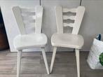 Houten stoelen, stevig, geverfd, incl kussens, 2 stuks, Ophalen, Twee, Wit, Zo goed als nieuw