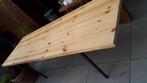Grote eettafel +2(bier)banken óf 6 leren stoelen oktoberfest, Ophalen, Gebruikt, 200 cm of meer, 50 tot 100 cm
