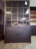 SALE! Vitrinekast,zwart, metaal/eik & glas - Showroomverkoop, Ophalen, Met deur(en), 100 tot 150 cm, 200 cm of meer