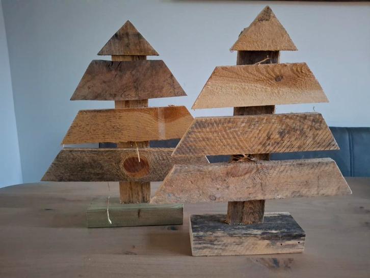 Steigerhouten Kerstboompjes - Set van 2, Diversen, Kerst, Ophalen of Verzenden