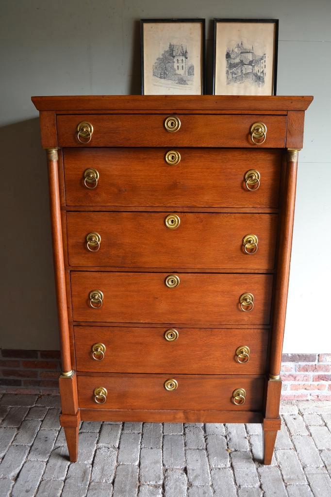 Prachtige antieke eiken houten Empire chiffoniere, ladekast., Antiek en Kunst, Antiek | Meubels | Kasten, Verzenden
