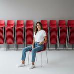 Rode stapelstoelen Denver Italië kantinestoeen kuipstoelen, Huis en Inrichting, Stoelen, Ophalen, Nieuw, Rood, Metaal