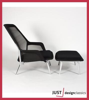 Vitra Slow Chair & Ottoman Zwart Tricot  (voorraad:2) beschikbaar voor biedingen