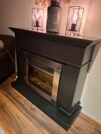 Mooie zwarte schouw met elektrische haard, Ophalen of Verzenden, Gebruikt, Vrijstaande haard, Elektrische haard