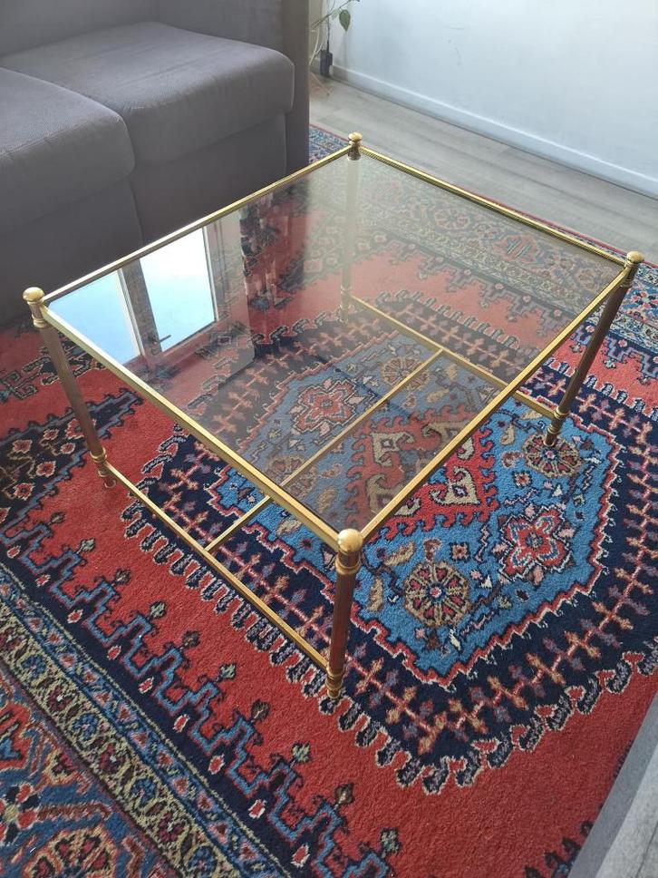 Messing salontafel, Huis en Inrichting, Tafels | Salontafels, Gebruikt, Minder dan 50 cm, 50 tot 100 cm, 50 tot 100 cm, Rechthoekig