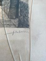 Gesigneerde ets J. Severin - Steegje (98/100) - Beschadigd G, Antiek en Kunst, Ophalen