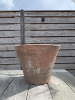 Grote oude authentieke pot vergrijsd terracotta *HIT*, Ophalen, Steen, Minder dan 60 cm, Rond