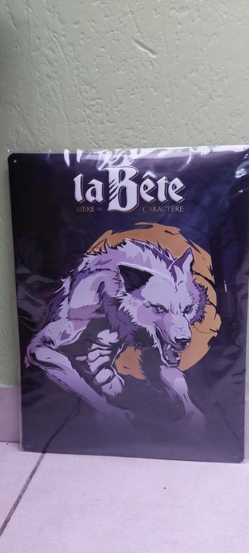 Metalen plaat in reliëf La Bête bier - zeldzaam! beschikbaar voor biedingen