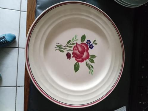 3 aardewerk borden oude Boch handgeschilderd roos, Antiek en Kunst, Antiek | Servies los, Ophalen of Verzenden