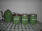 Groen emaille koffie suiker thee en koffiepot, Antiek en Kunst, Ophalen of Verzenden