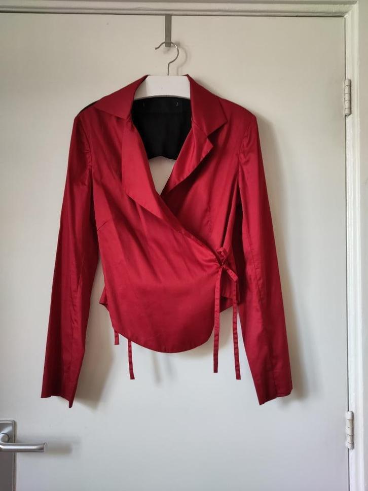 Wikkelblouse/-blazer met blote rug, Kleding | Dames, Blouses en Tunieken, Zo goed als nieuw, Maat 38/40 (M), Rood, Ophalen of Verzenden