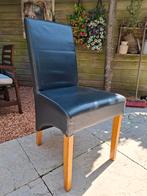 8 blauwe leren eetkamerstoelen: gratis !, Huis en Inrichting, Stoelen, Ophalen, Gebruikt, Blauw, Leer