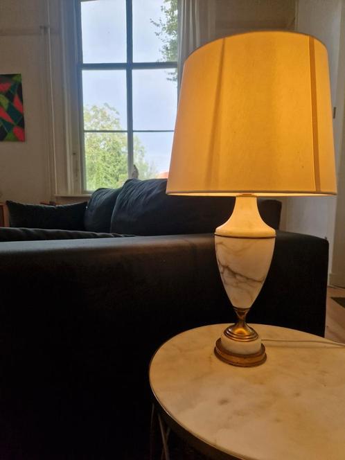 Vintage Marmeren Tafellamp, Huis en Inrichting, Lampen | Tafellampen, Gebruikt, Minder dan 50 cm, Metaal, Stof, Overige materialen
