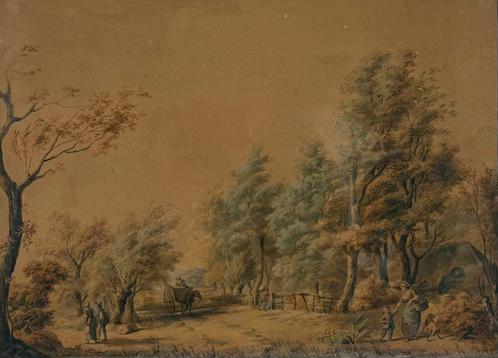 Pad in bosrijke omgeving - Jan David Huijer - Aquarel, Antiek en Kunst, Kunst | Schilderijen | Modern, Ophalen