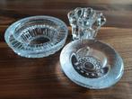 Drie glazen vintage kaarsenhouders - 1 koop, Overige materialen, Ophalen of Verzenden, Zo goed als nieuw, Kaars