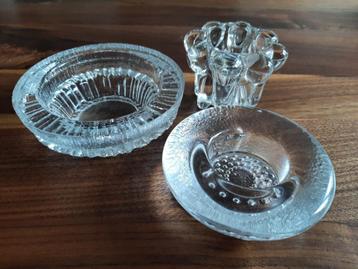 Drie glazen vintage kaarsenhouders - 1 koop beschikbaar voor biedingen