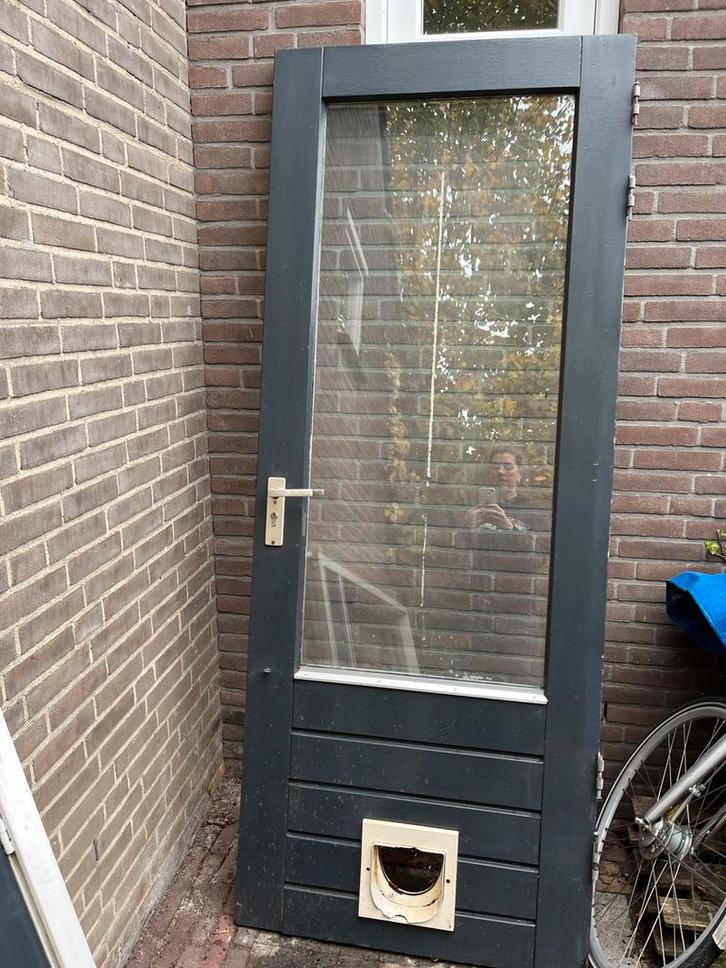 Hardhouten Buitendeur met Kozijn & Bovenlicht, Doe-het-zelf en Verbouw, Deuren en Horren, Gebruikt, Buitendeur, 215 cm of meer
